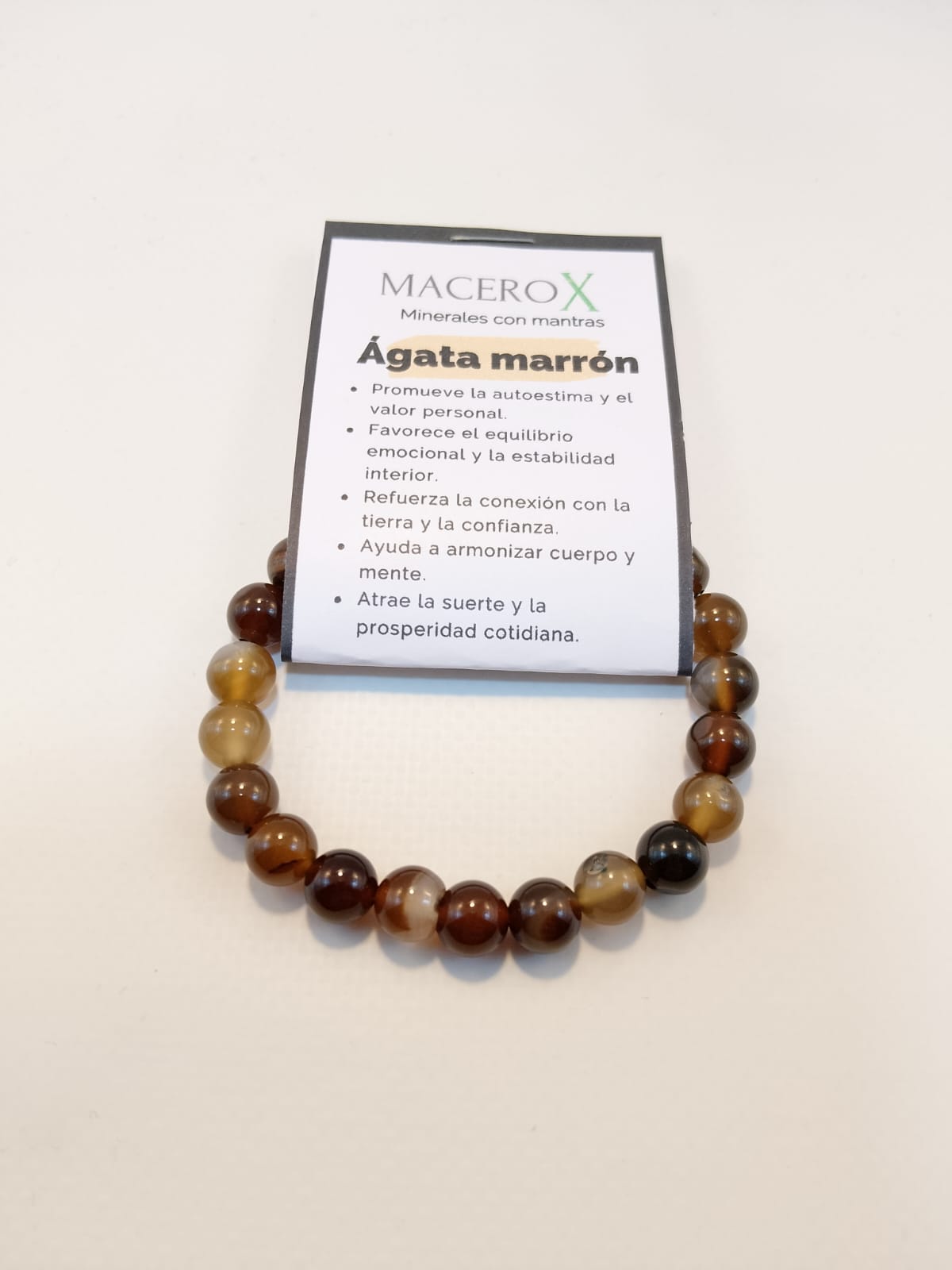 Pulsera de piedras elástica Ágata marrón Macerox Pulsera de piedras