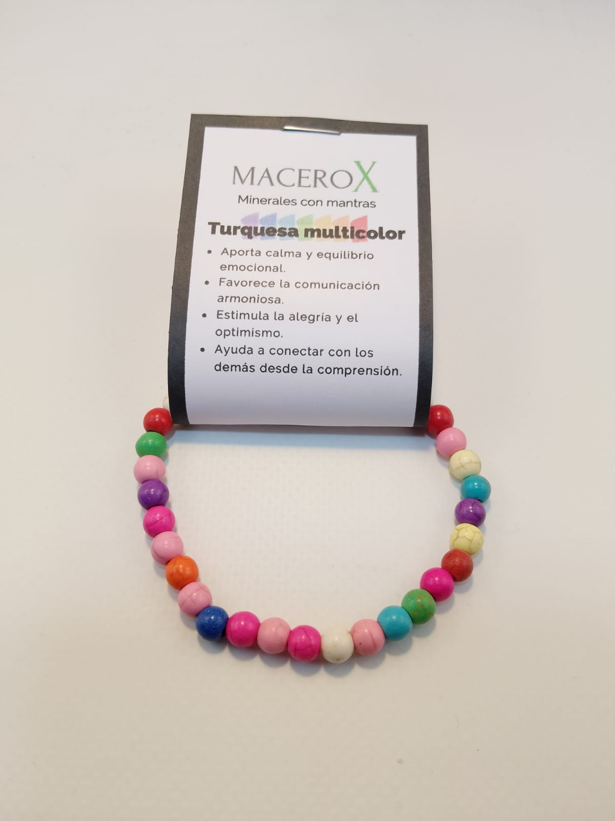 Pulsera de piedras turquesa multicolor 6mm Macerox Pulsera de piedras