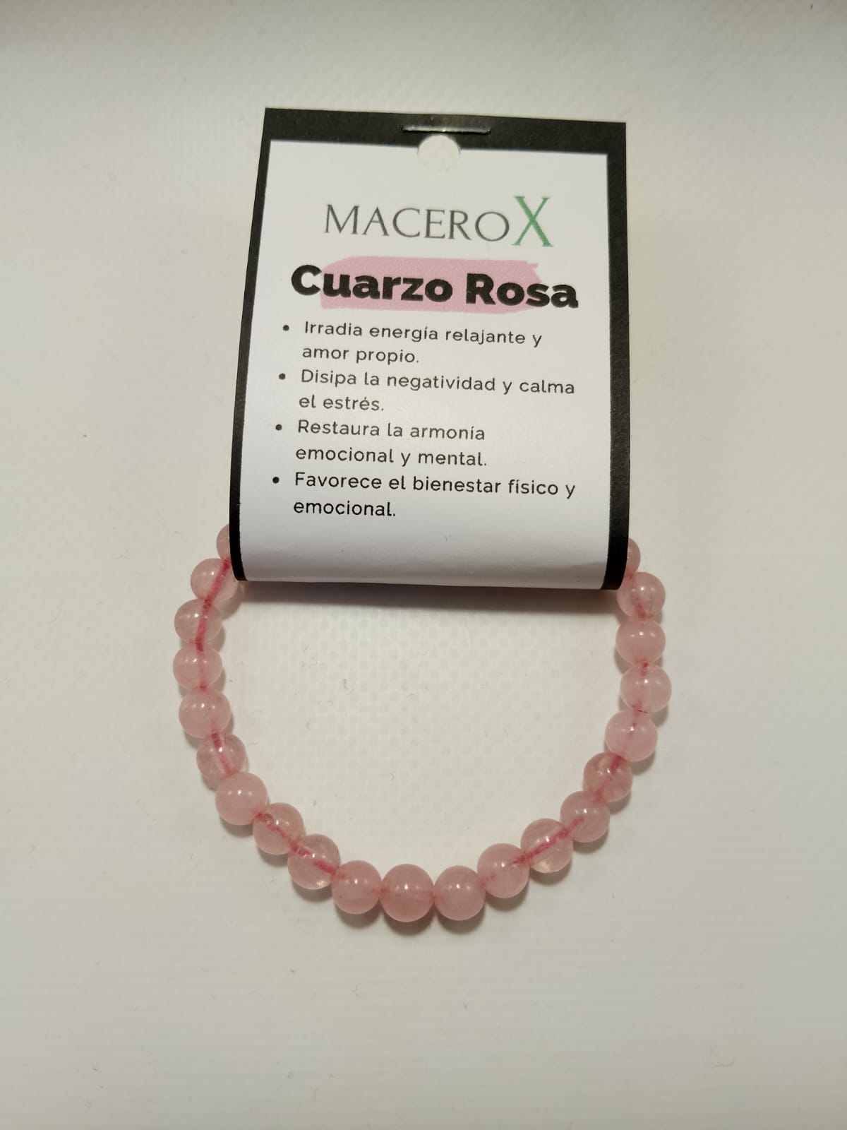 Pulsera de piedras elástica Cuarzo rosa 6mm Macerox Pulsera de piedras Cuarzo rosa 6mm