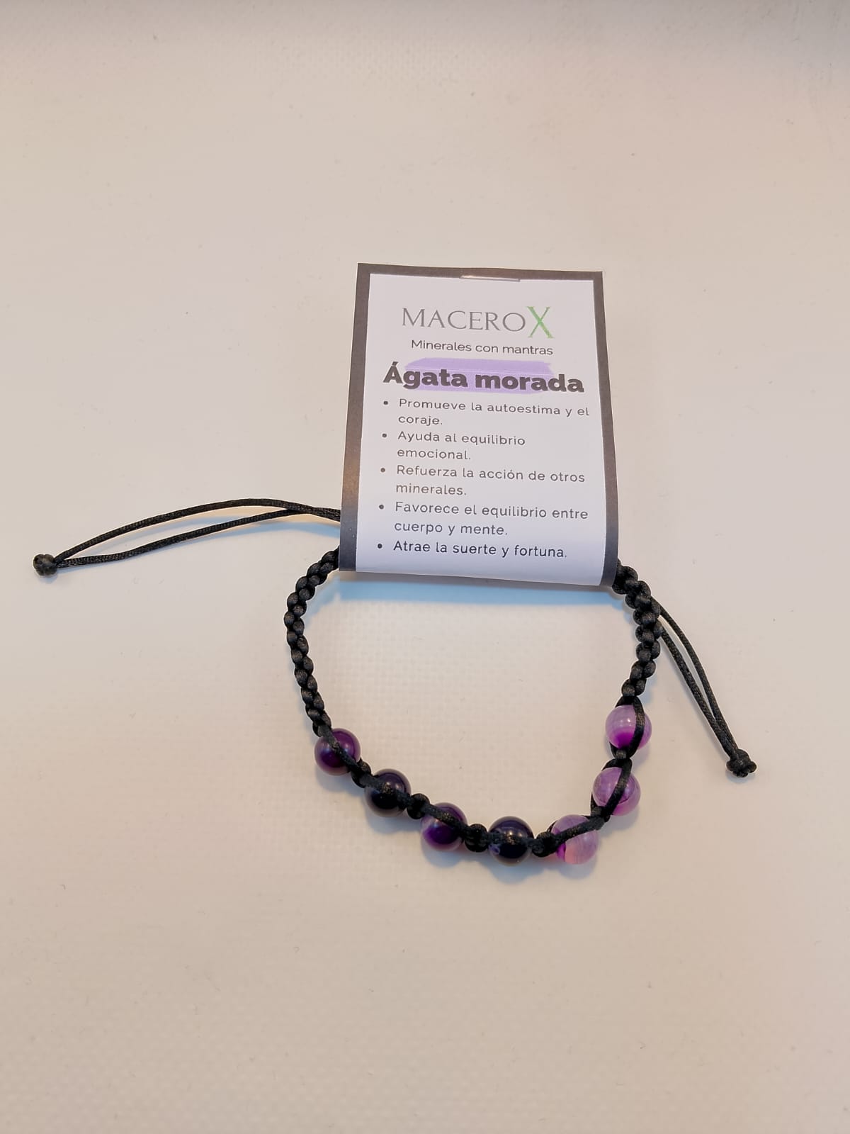 Pulsera Ágata morada Nudo corredizo Macerox Pulsera Ágata