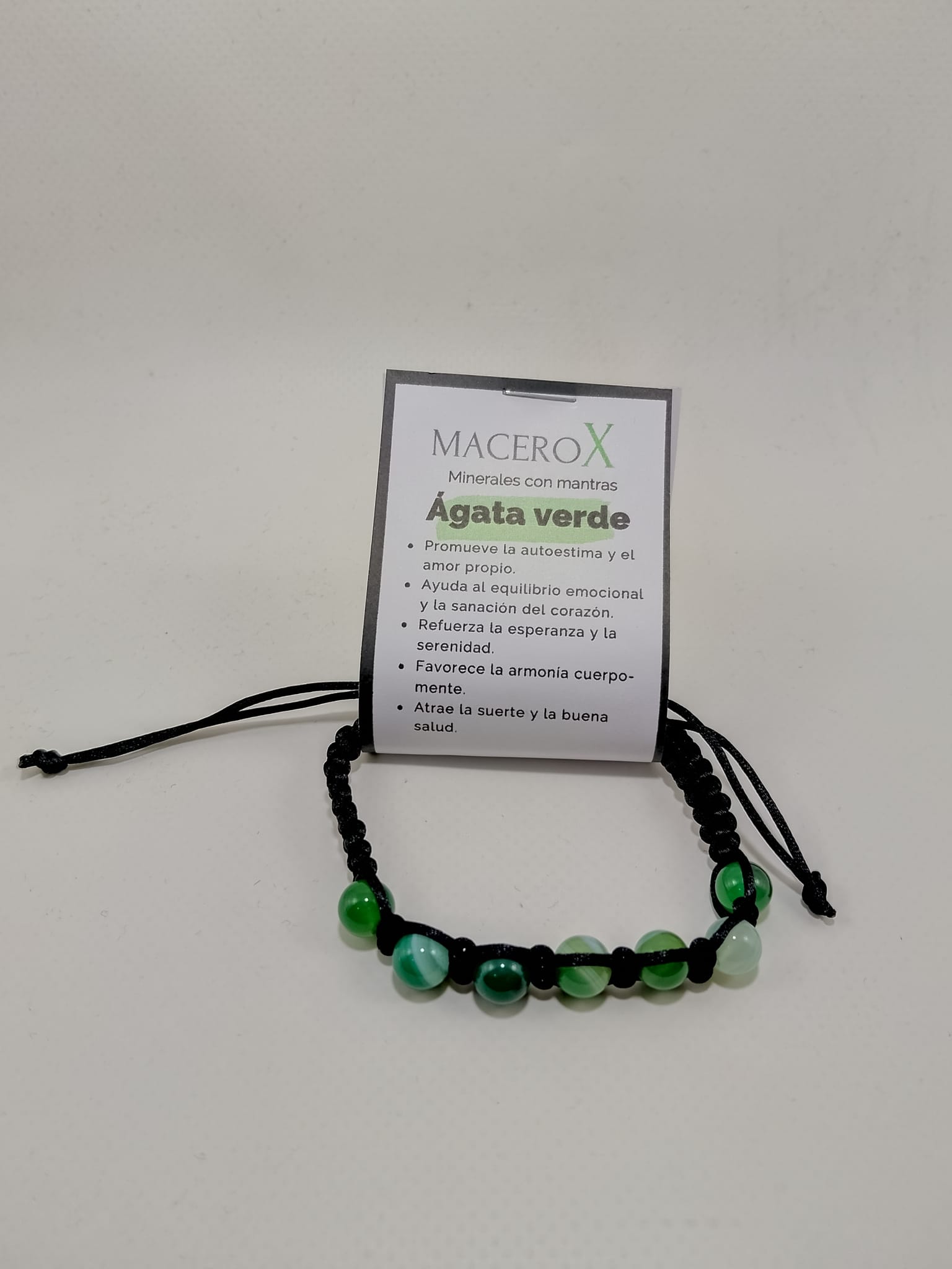 Pulsera Ágata verde Nudo corredizo Macerox Pulsera Ágata