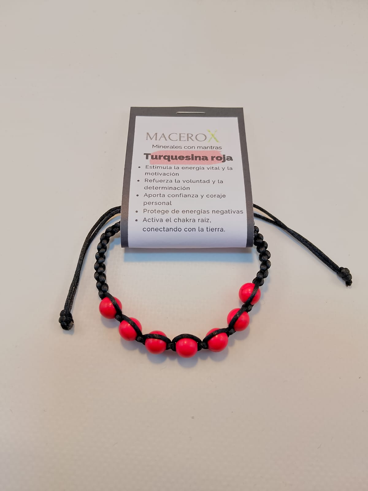 Pulsera Turquesina Roja Nudo corredizo Macerox Pulsera
