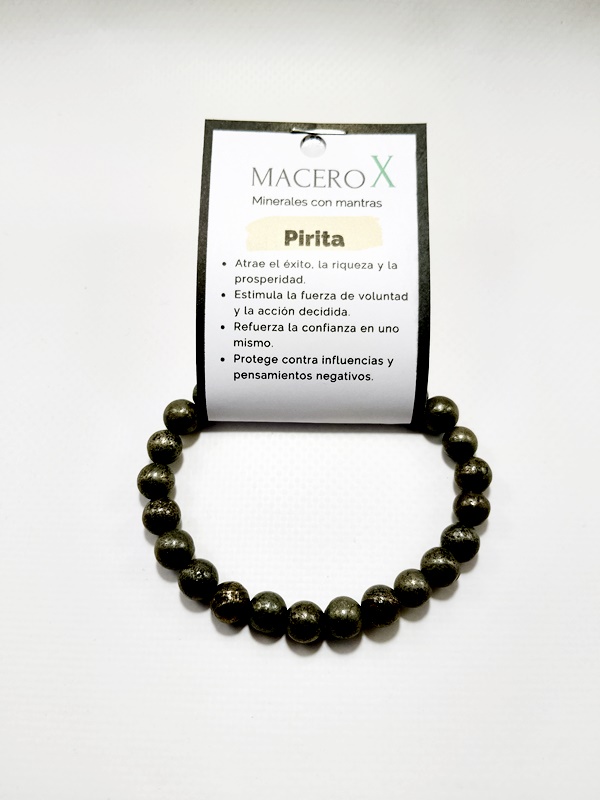 Pulsera de piedras pirita de 8mm Macerox Pulsera de piedras pirita de 8mm