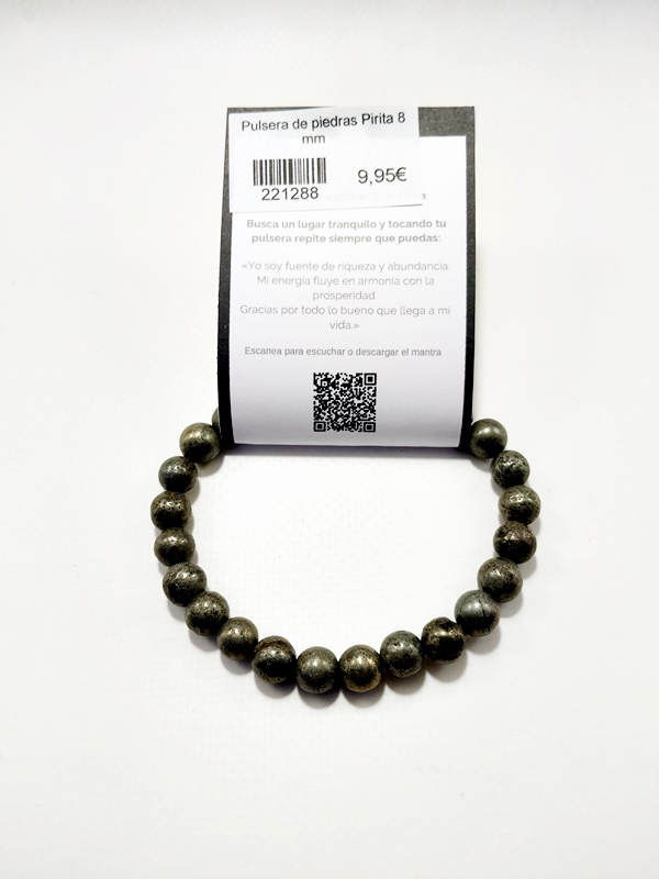 Pulsera de piedras pirita de 8mm
