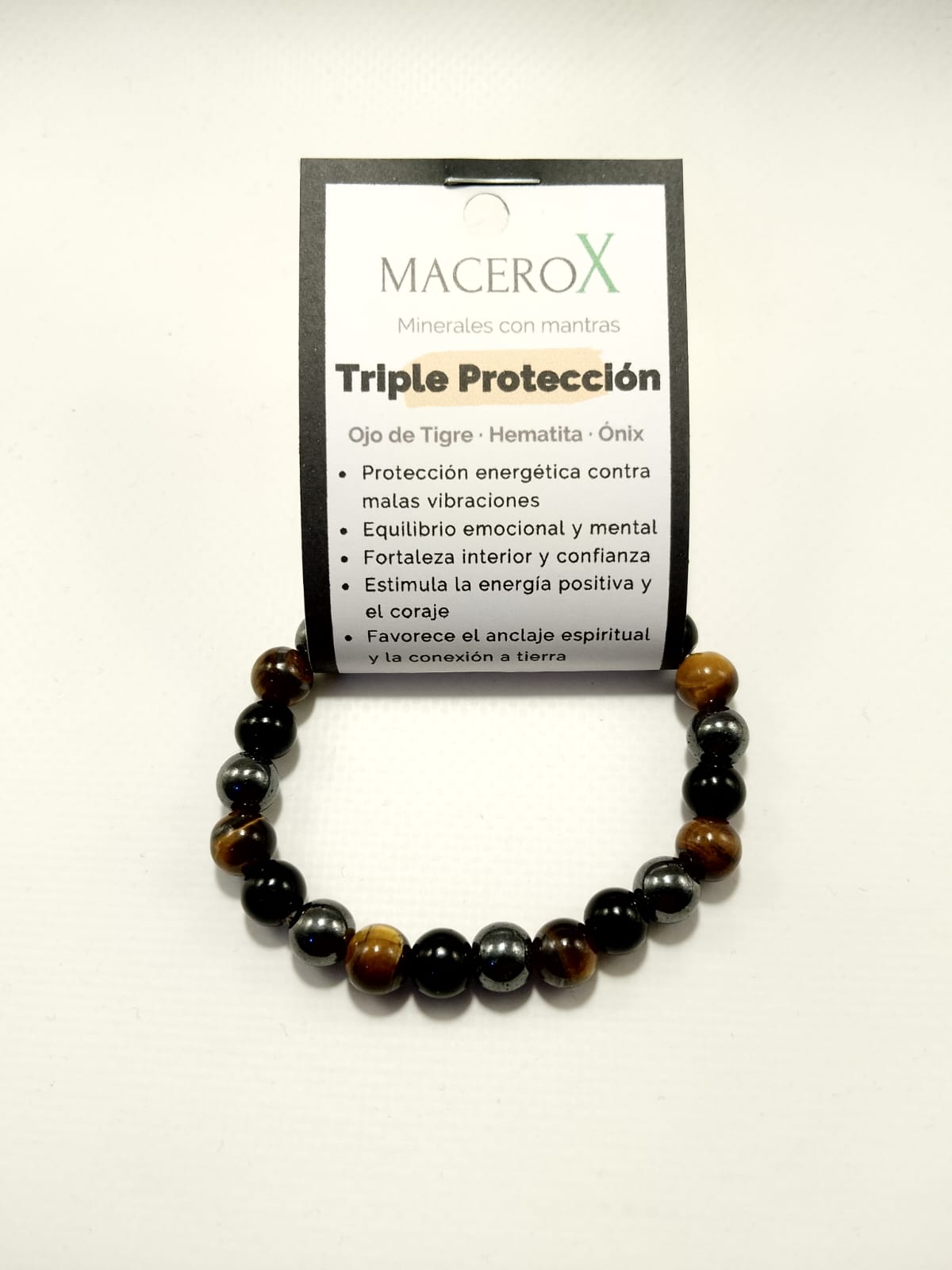 Pulsera de mujer triple protección Macerox Pulsera de piedras triple proteccíon