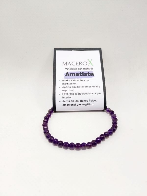 Pulsera de piedras Amatista 4mm Macerox Pulsera de piedras Amatista