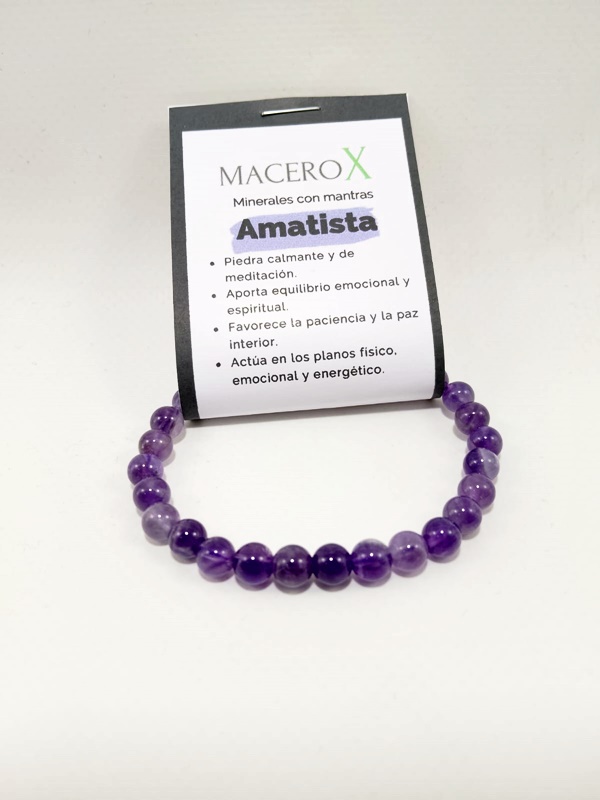 Pulsera de piedras Amatista 6mm Macerox Pulsera de piedras Amatista