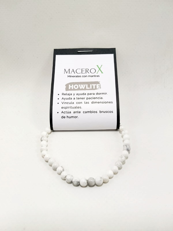 Pulsera de piedras elástica Howlite 4mm Macerox Pulsera de piedras Howlite