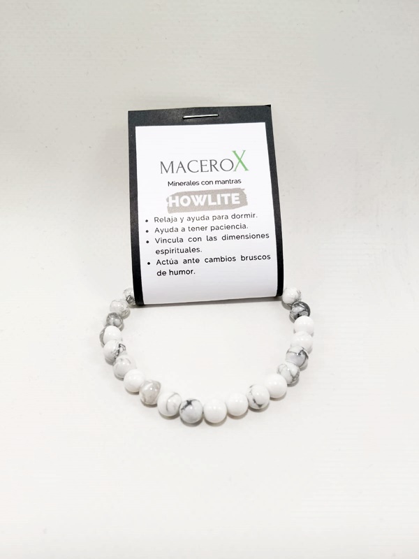 Pulsera de piedras elástica Howlite 6mm Macerox Pulsera de piedras Howlite