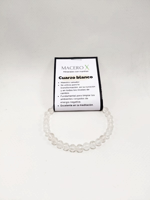 Pulsera de piedras elástica Cuarzo blanco 6mm Macerox Pulsera de piedras elástica Cuarzo blanco