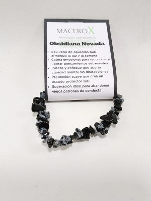 Pulsera de obsidiana nevada irregular piedras naturales protección energética macerox