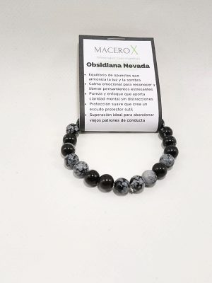 Pulsera de obsidiana nevada 8mm protección energética y claridad mental macerox