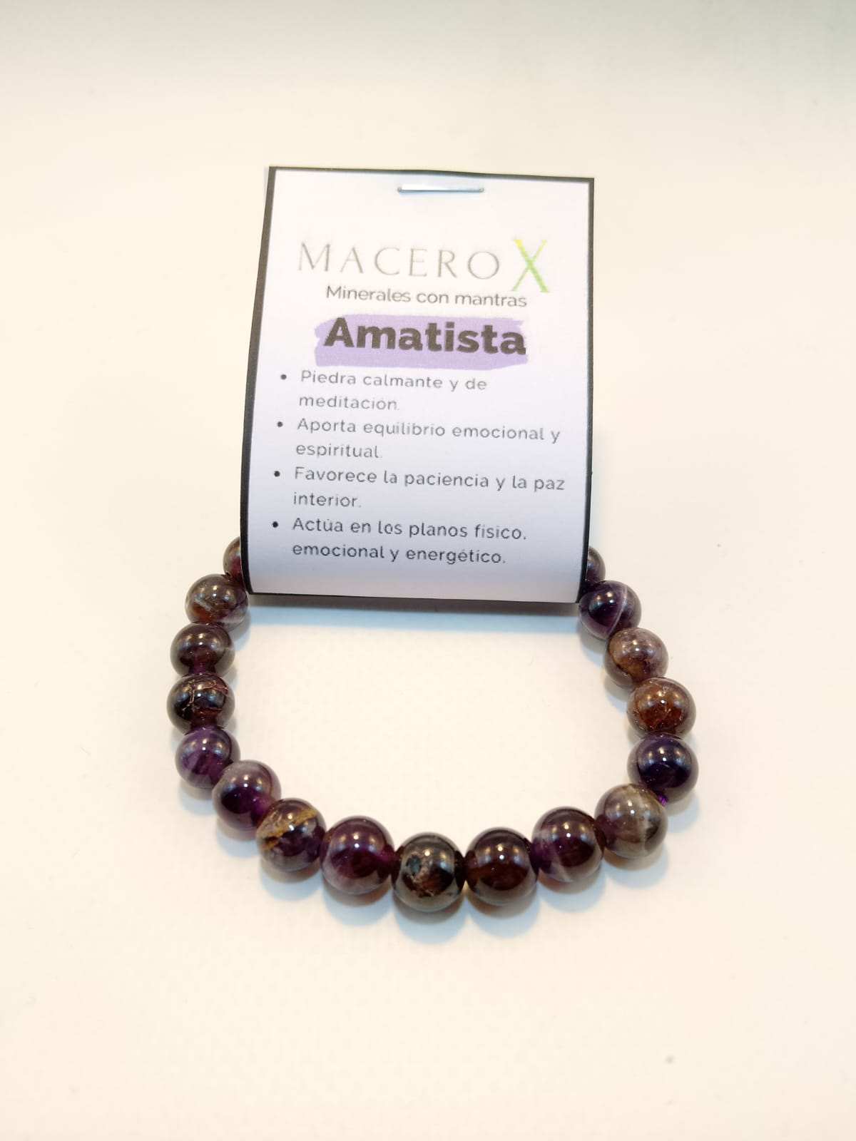 Pulsera de piedras Amatista 8mm Macerox Pulsera de piedras