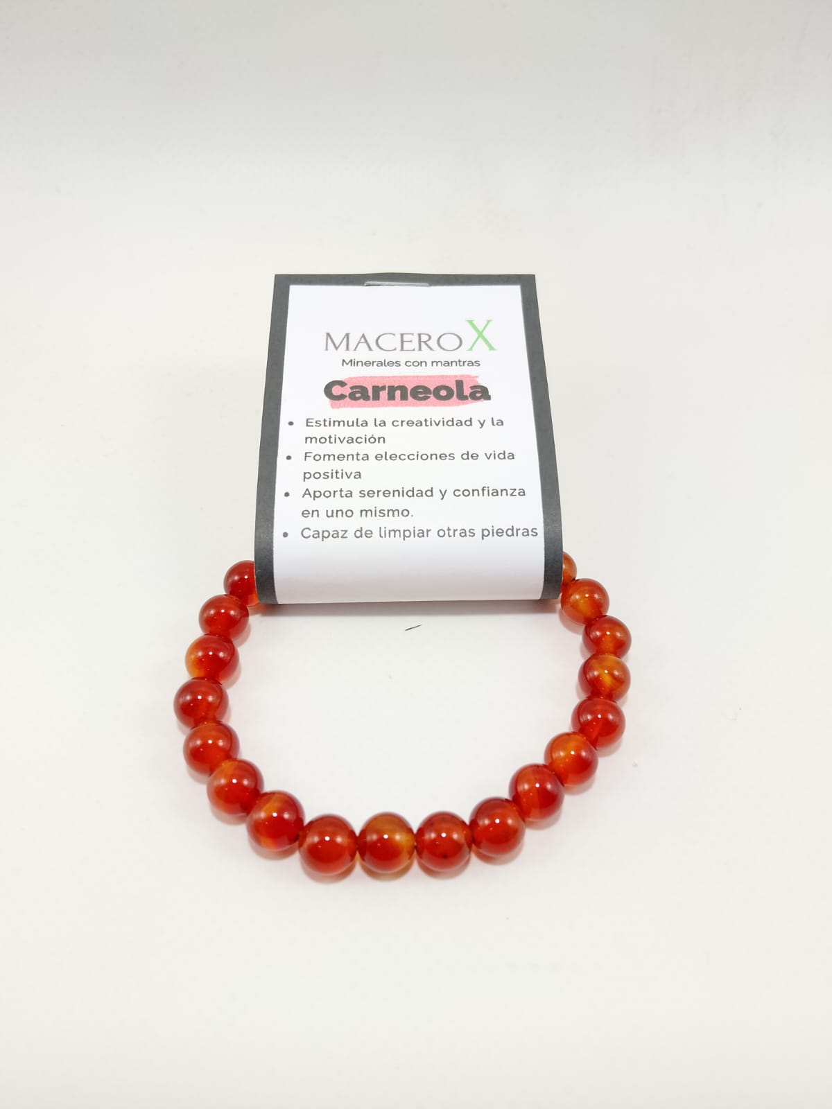 Pulsera de piedras Carneola 8mm Macerox Pulsera de piedras