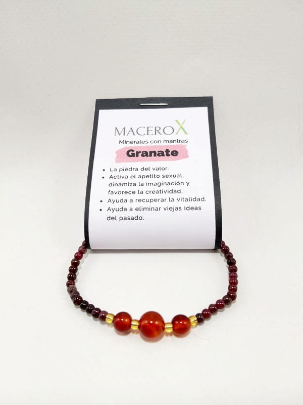 Pulsera de piedras Granate 3mm y Carneola Macerox Pulsera de piedras Granate