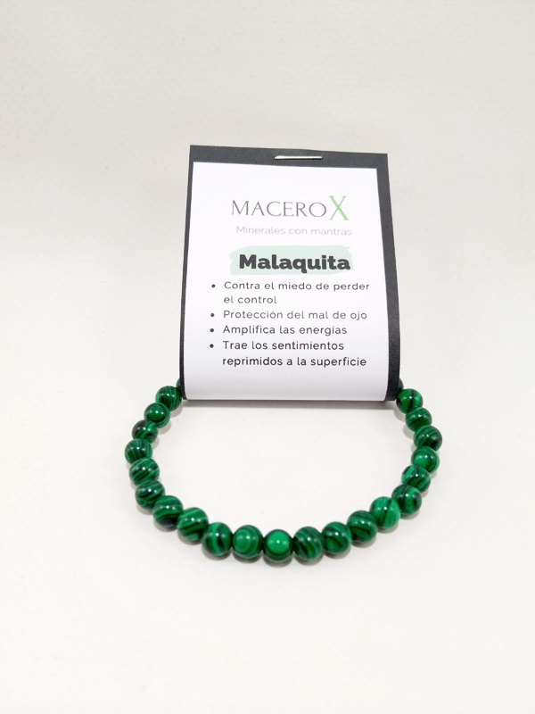Pulsera de piedras Malaquita 6mm Macerox Pulsera de piedras Malaquita