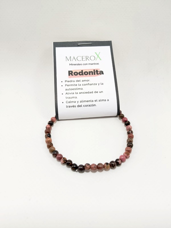 Pulsera de piedras Rodonita 4mm Macerox Pulsera de piedras Rodonita