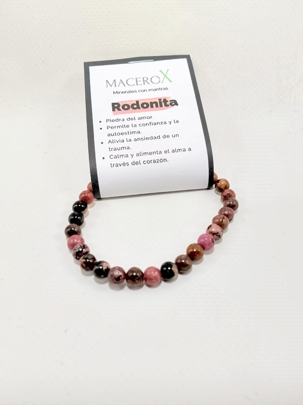 Pulsera de piedras Rodonita 6mm Macerox Pulsera de piedras Rodonita