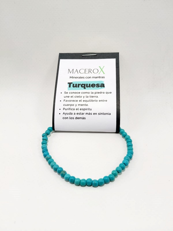 Pulsera de piedras elástica Turquesa 4mm Macerox Pulsera de piedras elástica Turquesa