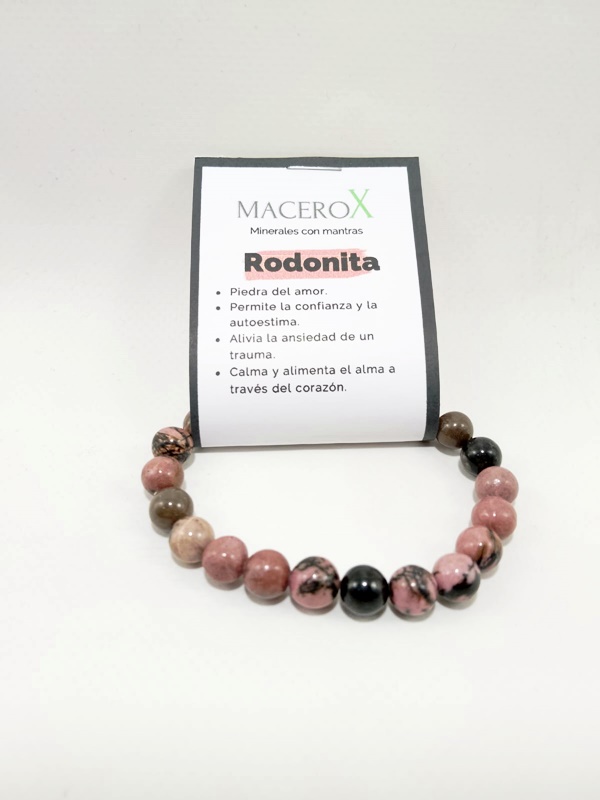 Pulsera de piedras Rodonita 8mm Macerox Pulsera de piedras Rodonita