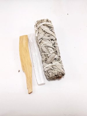 Kit ritual macerox salvia blanca con barra de selenita y palo santo