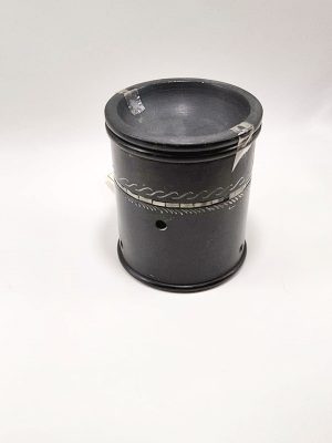 Quemador de esencias cerámico negro mate con grabado de ondas macerox