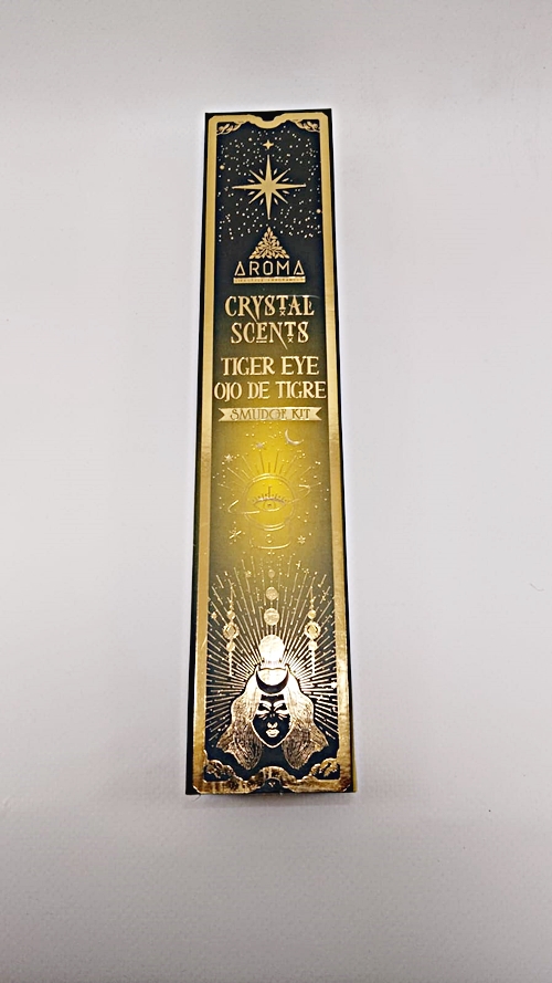 Incienso orgánico Aroma Crystal Ojo de Tigre con muestras de mineral