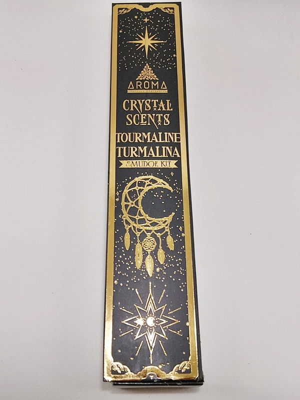 Incienso orgánico Aroma Crystal Turmalina con muestras de mineral negro - Macerox