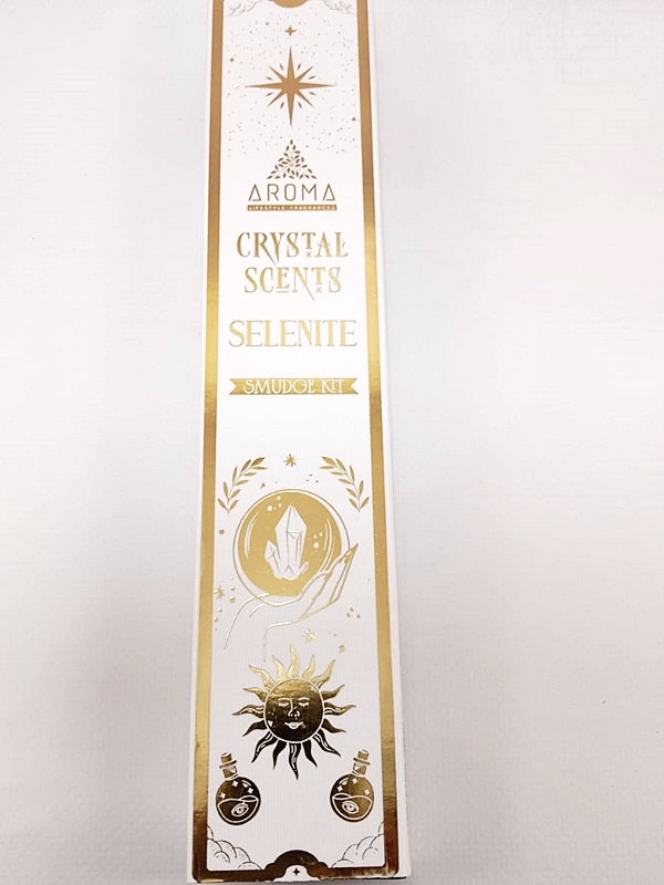 Incienso orgánico Aroma Crystal Selenita con muestras de mineral real