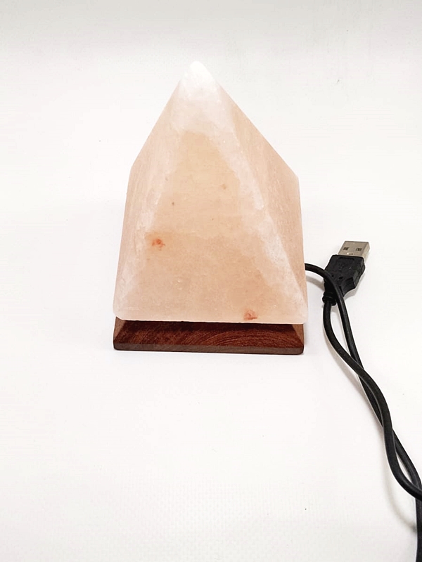 Lámpara de sal del Himalaya con conexión USB y base de madera macerox