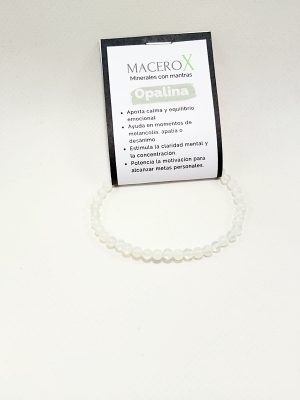 Pulsera de opalina 4mm minimalista brillo azulado claridad mental macerox