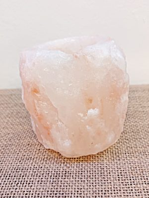 Portavela de sal del Himalaya rústico naranja luz natural macerox