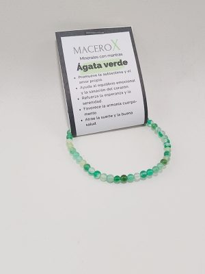 Pulsera de ágata verde 4mm con tarjeta de intención y audio QR macerox
