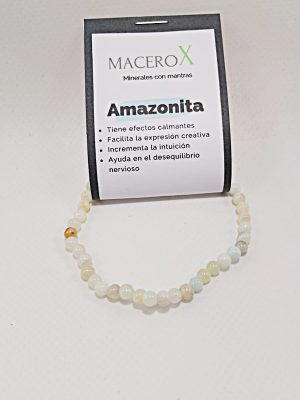Pulsera de amazonita 4mm minimalista tonos turquesa calma emocional macerox