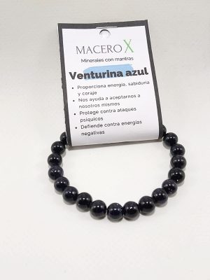Pulsera de aventurina azul 8mm protección energética y calma emocional macerox
