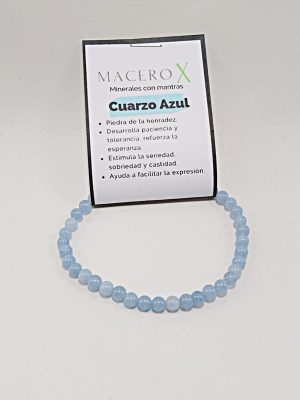 Pulsera de cuarzo azul 4mm diseño minimalista calma y orden emocional macerox
