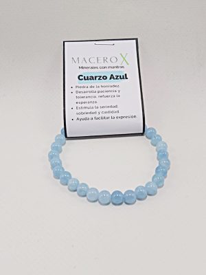 Pulsera de cuarzo azul 6mm piedras naturales calma y estabilidad emocional macerox