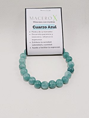Pulsera de cuarzo azul 8mm piedras naturales grandes calma y estabilidad emocional macerox