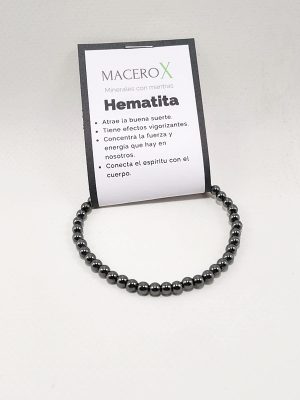 Pulsera de hematita 4mm brillo metálico protección energética macerox