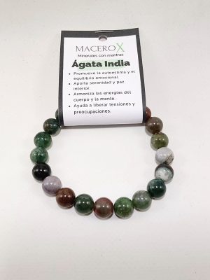 Pulsera de hombre ágata india 10mm calma y equilibrio emocional macerox