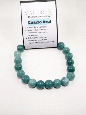 Pulsera de hombre cuarzo azul 10mm intención calma y equilibrio emocional macerox