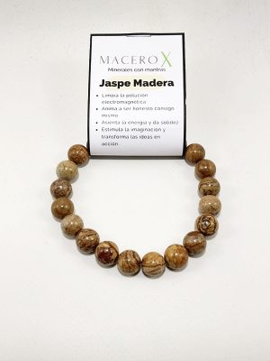 Pulsera de hombre jaspe madera 10mm energía vitalidad y fuerza macerox