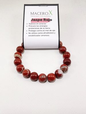 Pulsera de hombre jaspe rojo 10mm fuerza vitalidad y protección energética macerox