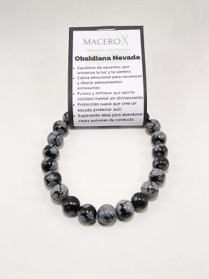 ulsera de hombre obsidiana nevada 10mm protección energética y equilibrio emocional macerox