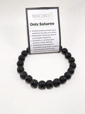 Pulsera de hombre ónix Saturno 10mm intención protección energética macerox