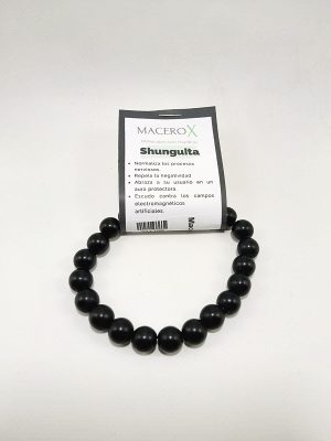 Pulsera de hombre shunguita 10mm protección energética y escudo electromagnetico macerox