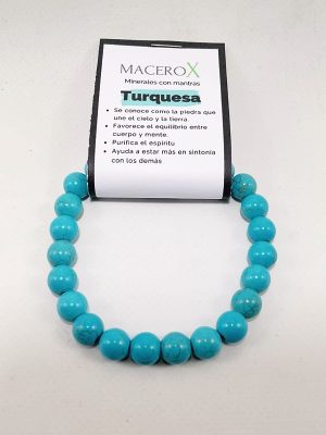 Pulsera de hombre turquesa 10mm calma equilibrio emocional y protección macerox