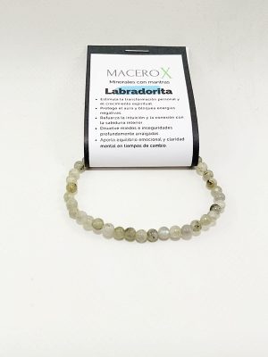 Pulsera de labradorita 4mm reflejos iridiscentes sanación emocional y transformación macerox