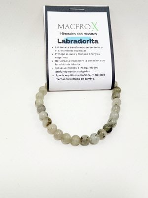 Pulsera de labradorita 6mm destellos iridiscentes sanación emocional y transformación macerox
