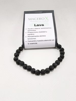 Pulsera de lava volcánica 6mm protección energética y enraizamiento macerox